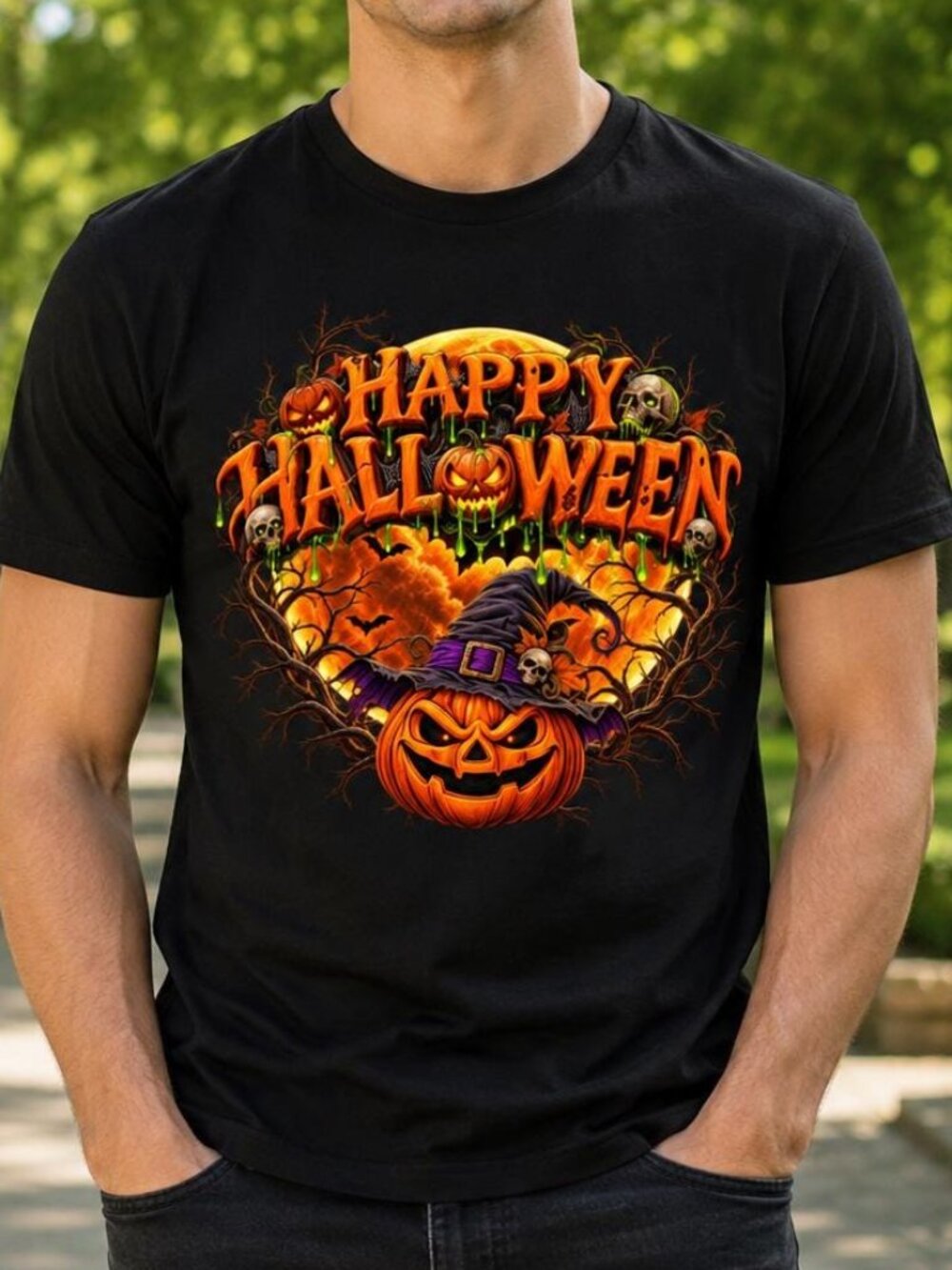 Happy Halloween T Shirt Party Outfit Adult Costume Graphic Tee